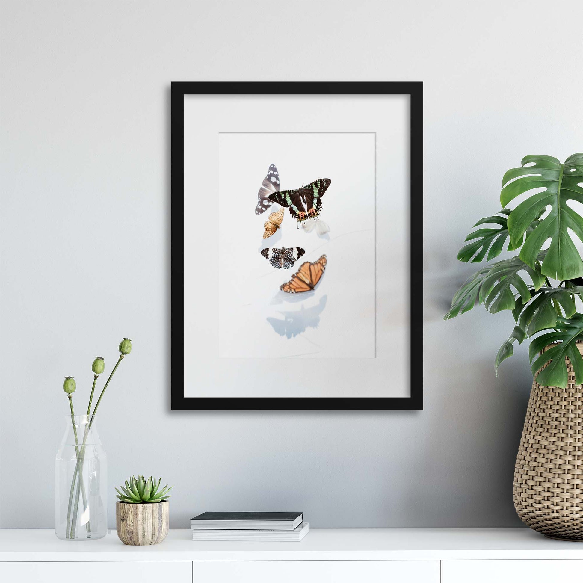 Delicate Shadows Collection No.3, Butterflies Framed Print - USTAD HOME
