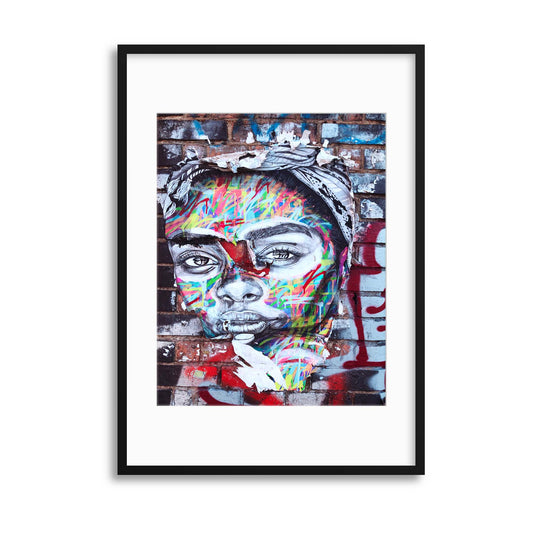 Street Art, Woman's Face Framed Print - USTAD HOME