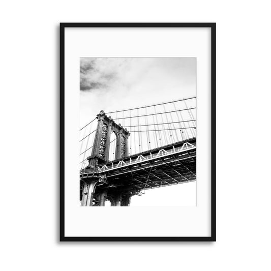 Brooklyn Bridge Monochrome Framed Print - USTAD HOME