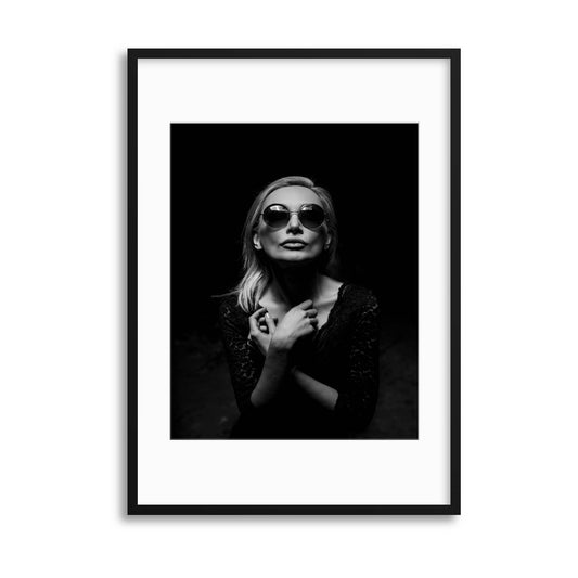 Portraits in Noir: Sunglasses Framed Print - USTAD HOME