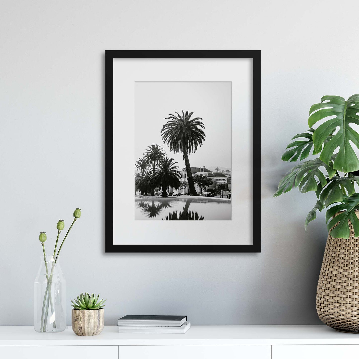 Palms in Monochrome Framed Print - USTAD HOME