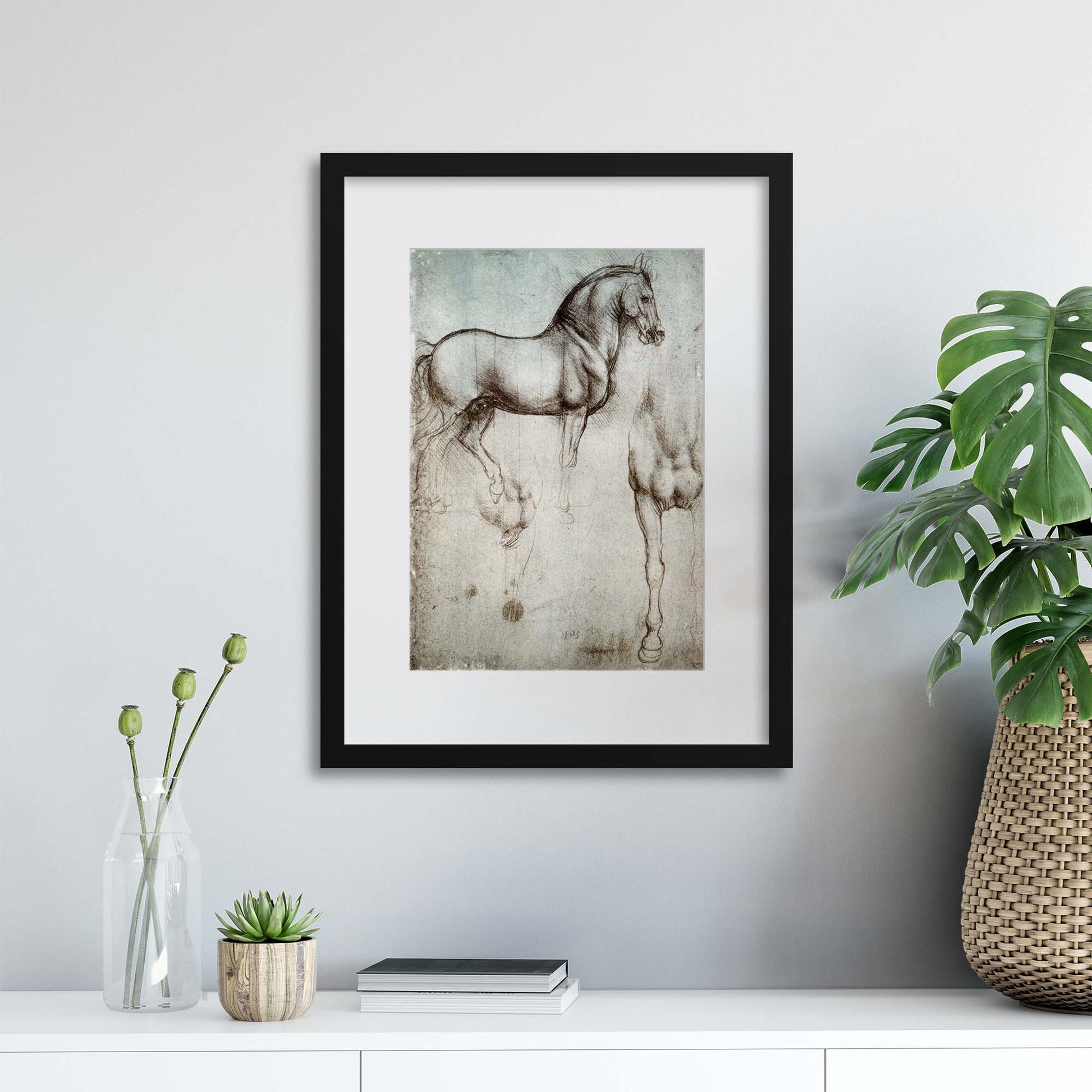 Leonardo Da Vinci &quot;Horse Drawing&quot; Framed Print - USTAD HOME