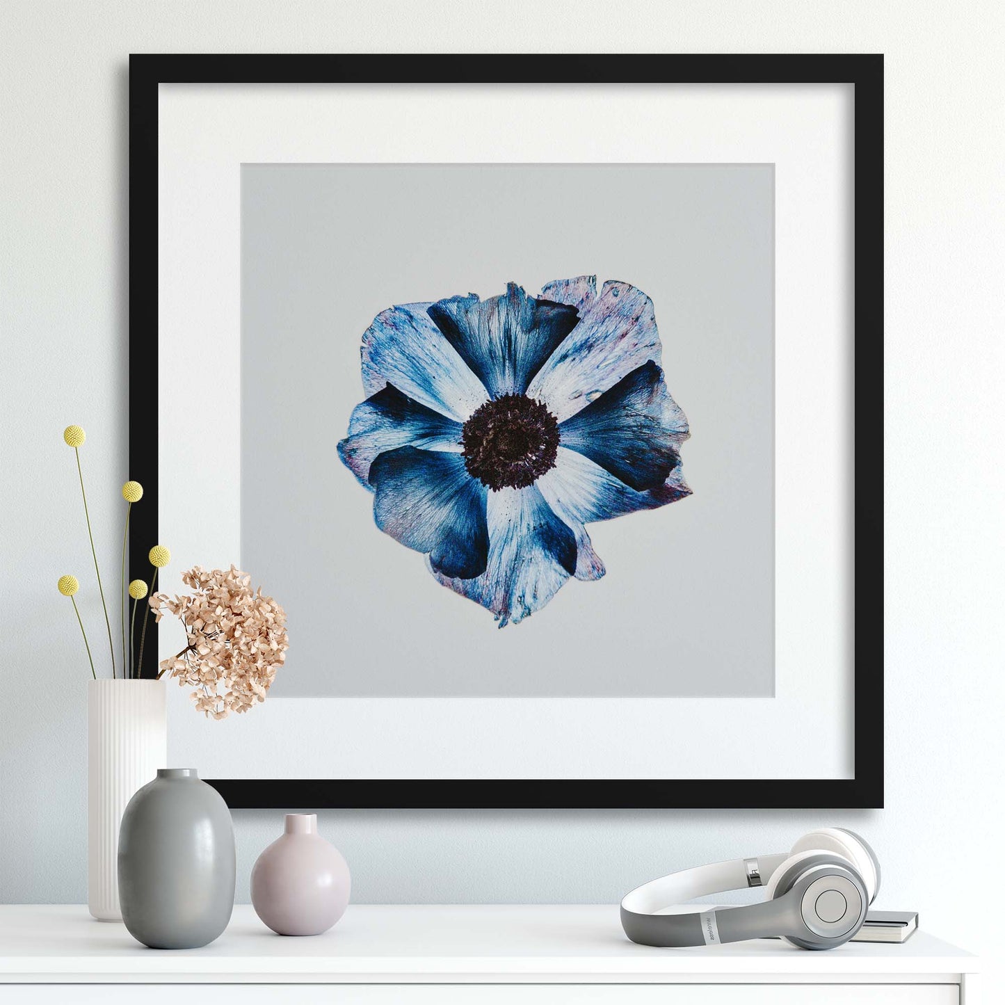 Flower in Blue Framed Print - USTAD HOME