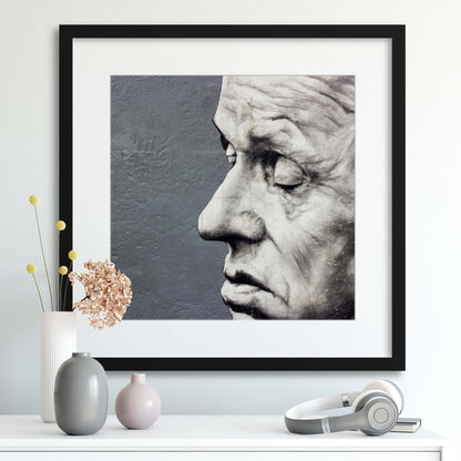 Wall Face in Monochrome Framed Print - USTAD HOME