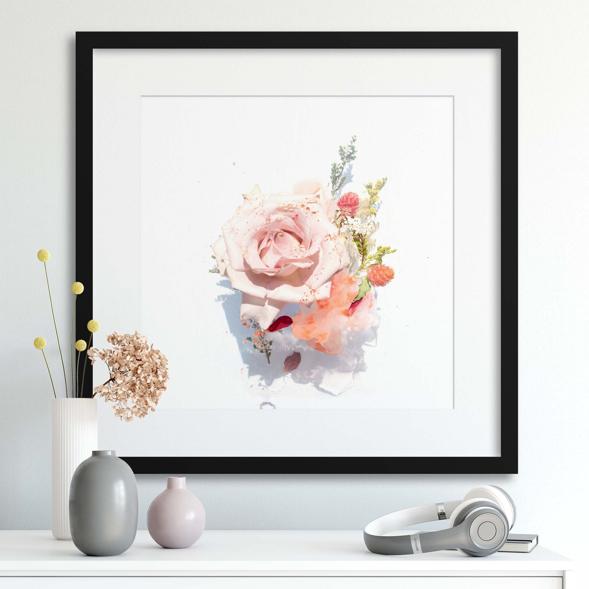Floral Arrangements and Shadows I Framed Print - USTAD HOME