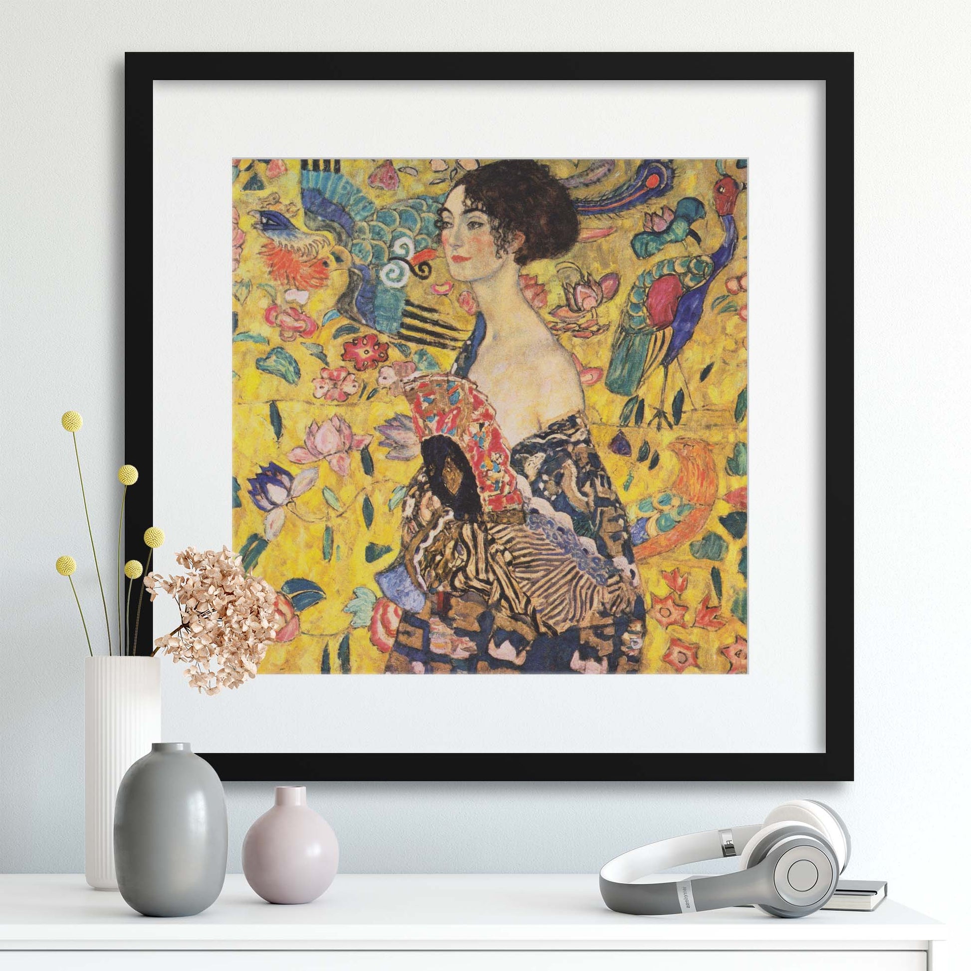 Gustav Klimt, &quot;Lady with Fan&quot; Framed Print - USTAD HOME