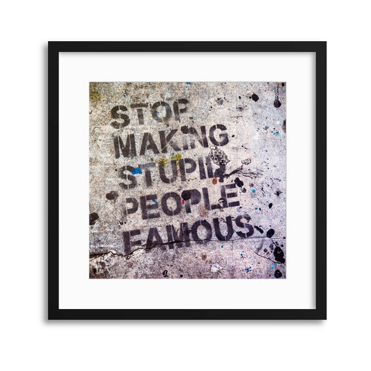 quot; Stop Making Stupid People Famous & quot; Street Graffiti Framed Print - USTAD HOME