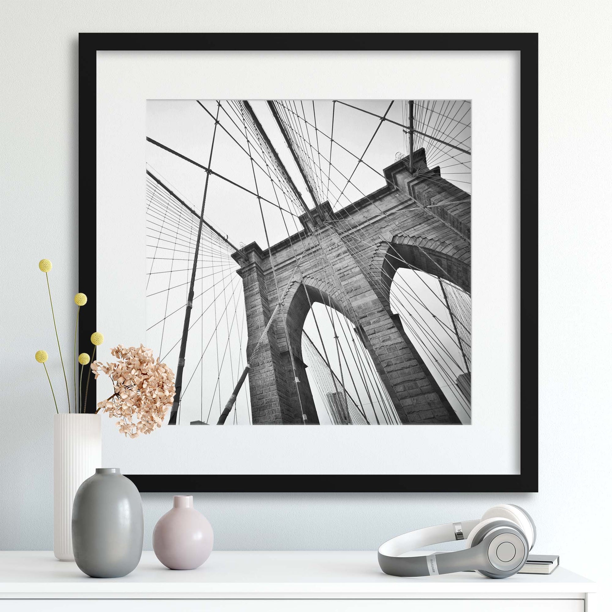 Brooklyn Bridge New York Noir Framed Print - USTAD HOME