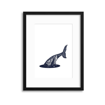 Cosmic Whale Dive Framed Print - USTAD HOME