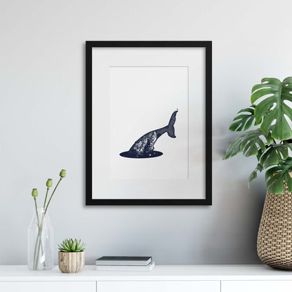 Cosmic Whale Dive Framed Print - USTAD HOME