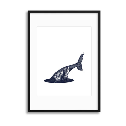 Cosmic Whale Dive Framed Print - USTAD HOME