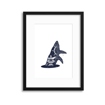 Cosmic Whale Jump Framed Print - USTAD HOME