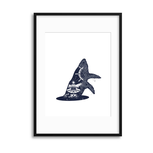 Cosmic Whale Jump Framed Print - USTAD HOME