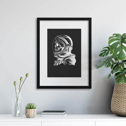 Astroskull Black Framed Print - USTAD HOME