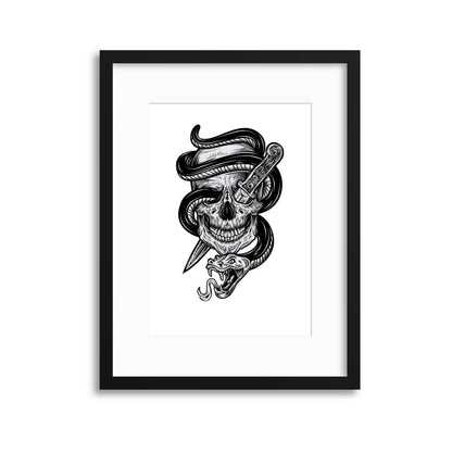 Tattoo Skull and Dagger Framed Print - USTAD HOME