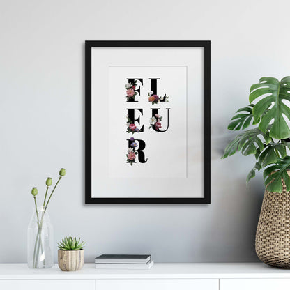 Fleur Typography Framed Print - USTAD HOME