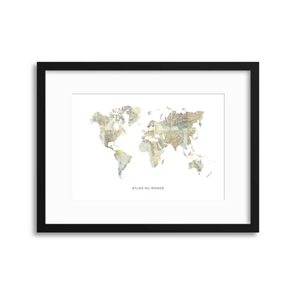 Map Countries: Atlas du Monde Framed Print - USTAD HOME