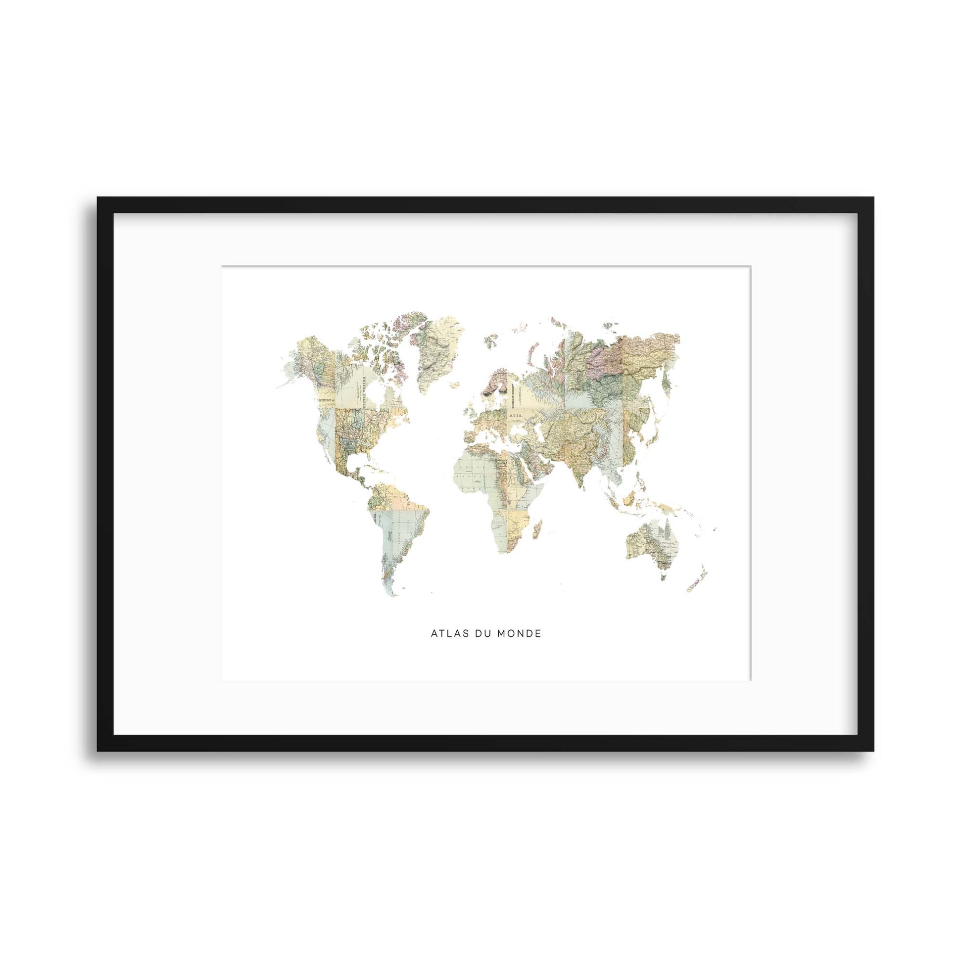 Map Countries: Atlas du Monde Framed Print - USTAD HOME