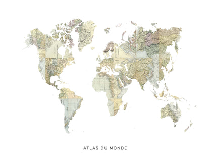 Map Countries: Atlas du Monde Framed Print - USTAD HOME