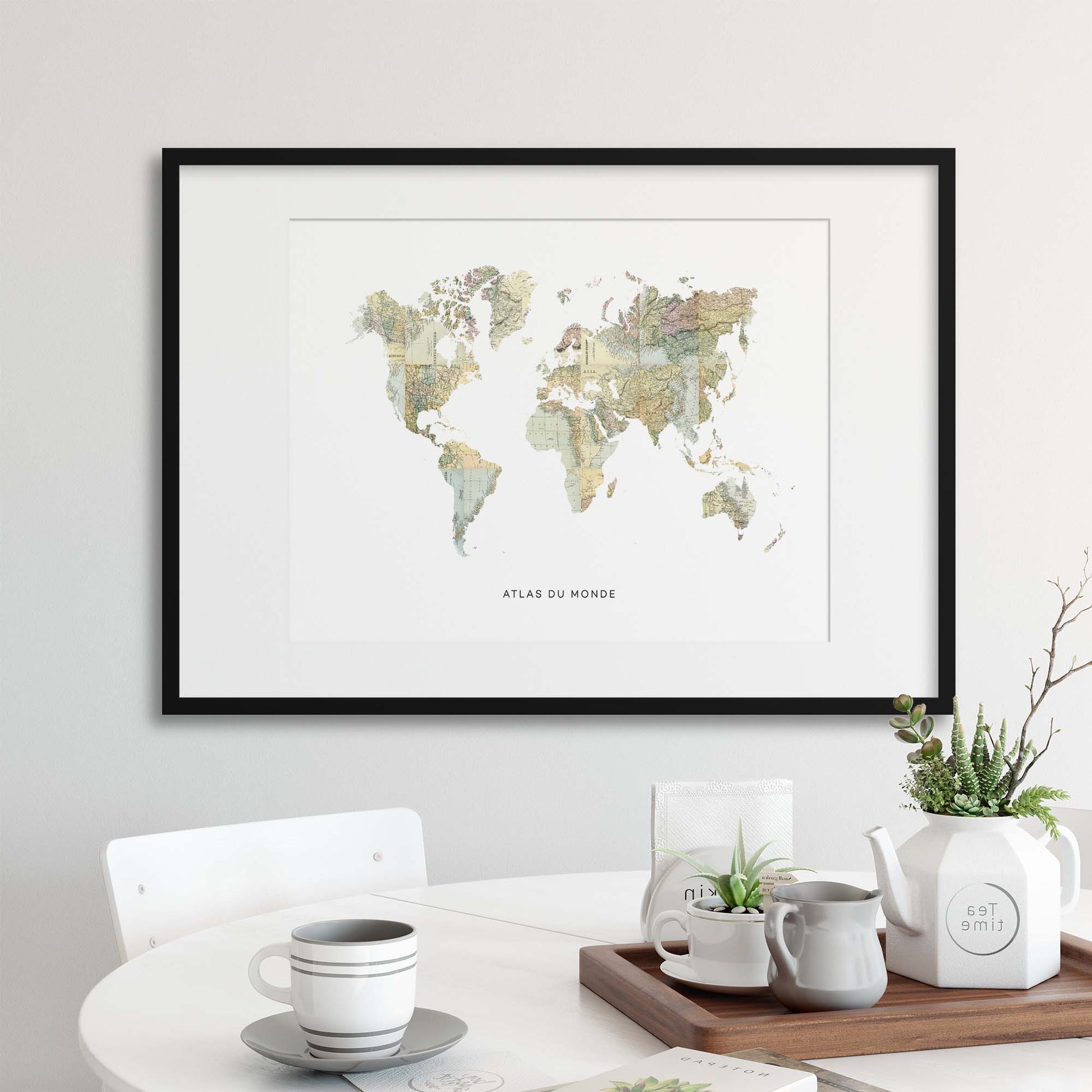 Map Countries: Atlas du Monde Framed Print - USTAD HOME