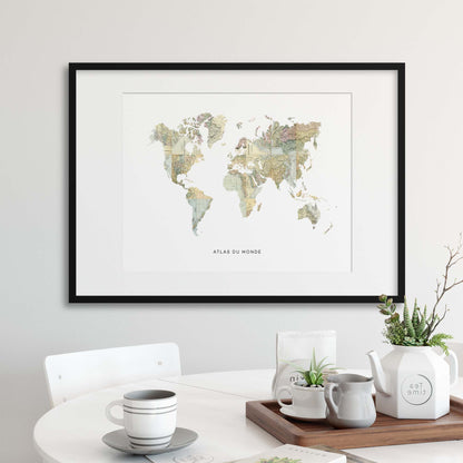 Map Countries: Atlas du Monde Framed Print - USTAD HOME