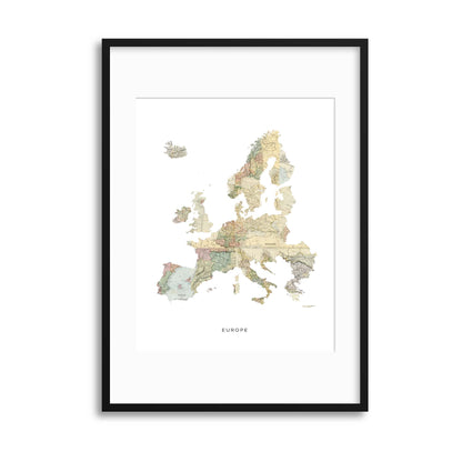 Map Countries: Europe Framed Print - USTAD HOME