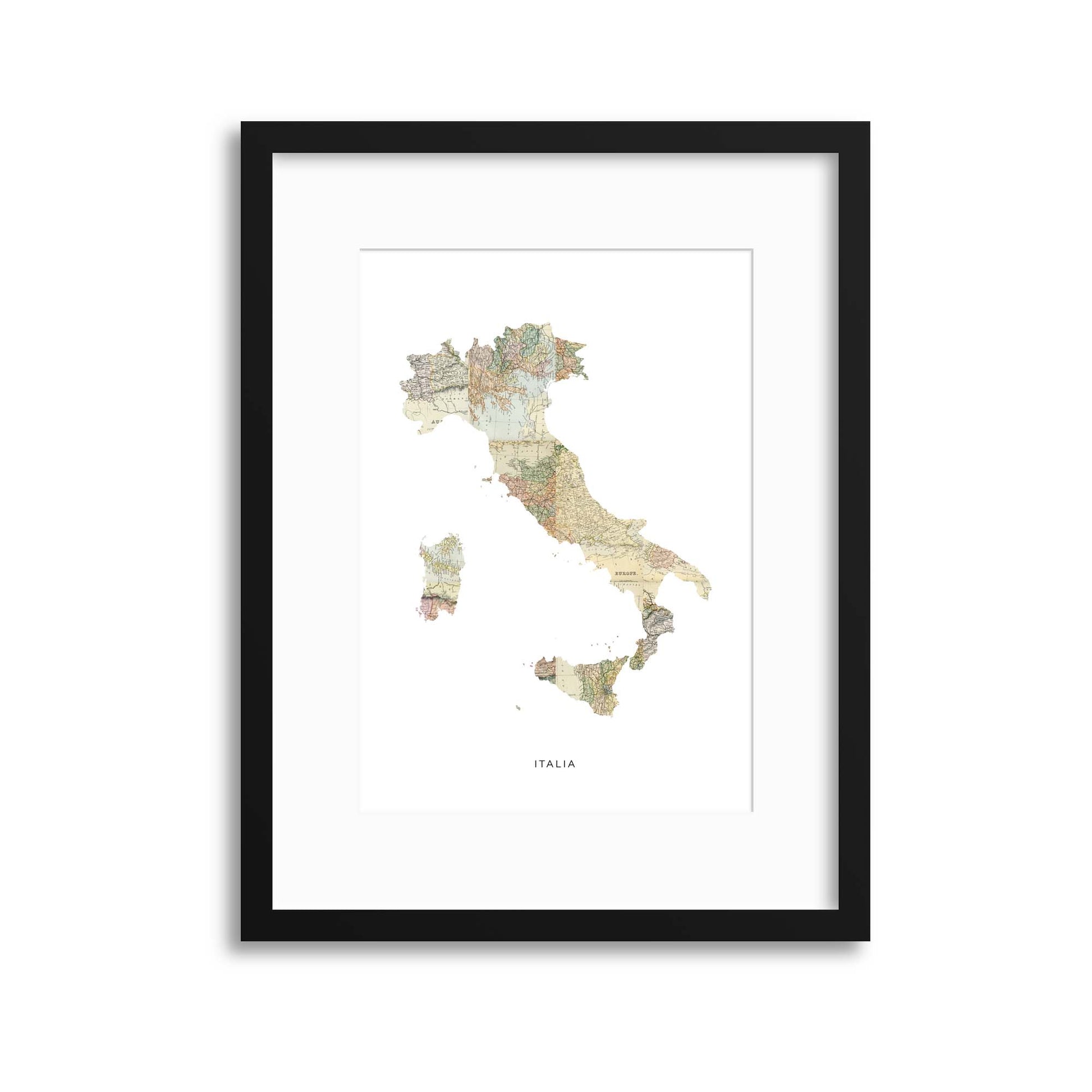 Map Countries: Italia Framed Print - USTAD HOME