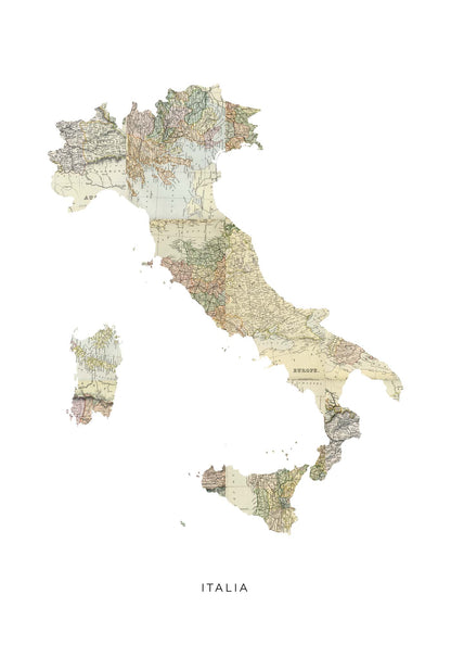 Map Countries: Italia Framed Print - USTAD HOME