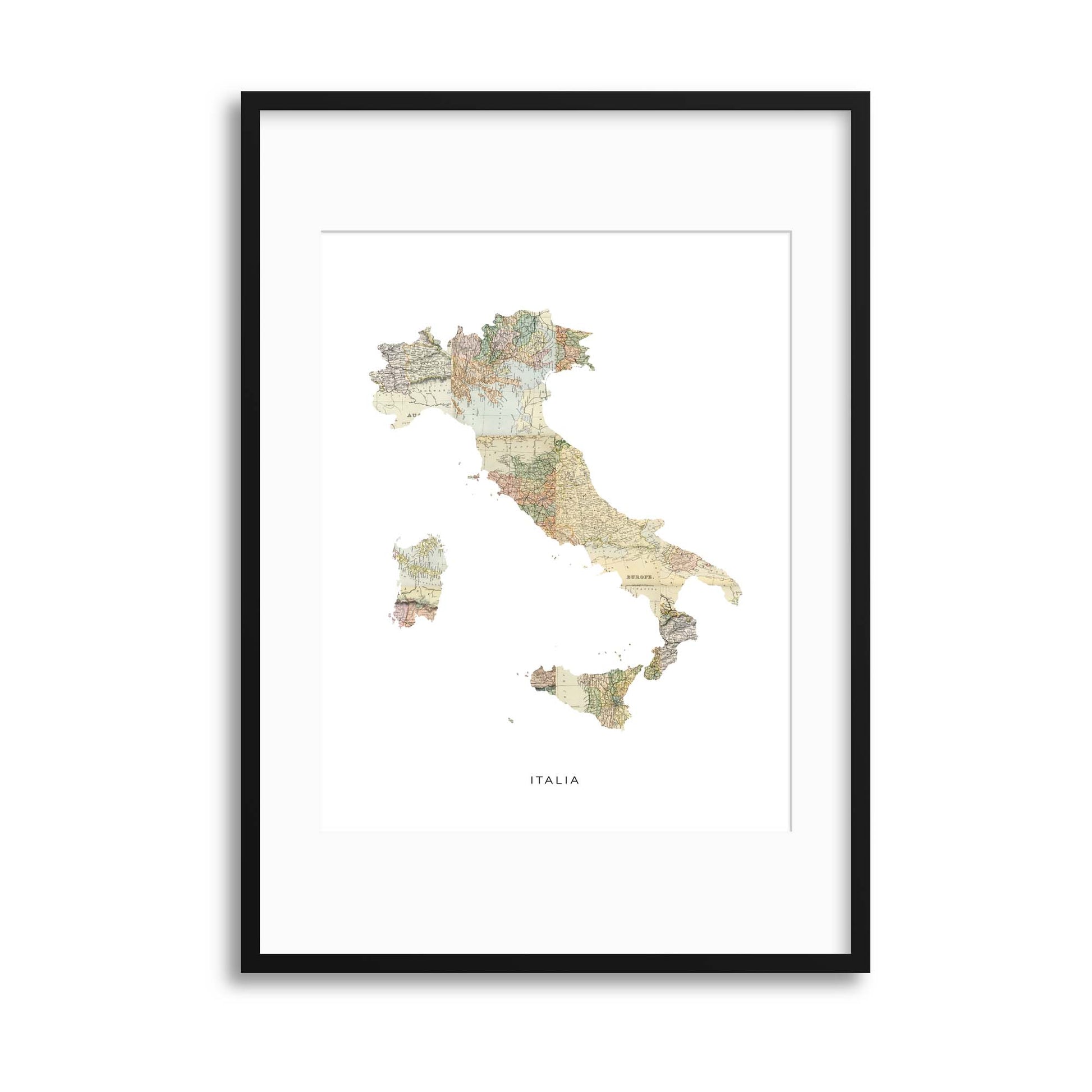 Map Countries: Italia Framed Print - USTAD HOME