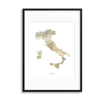 Map Countries: Italia Framed Print - USTAD HOME