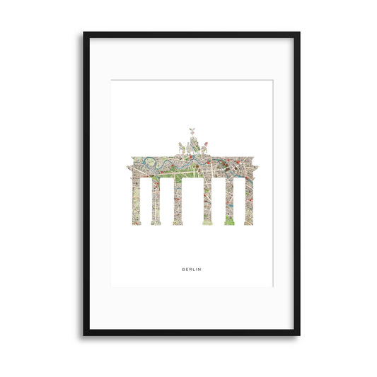 Map Forms: Berlin Brandendurger Tor Framed Print - USTAD HOME