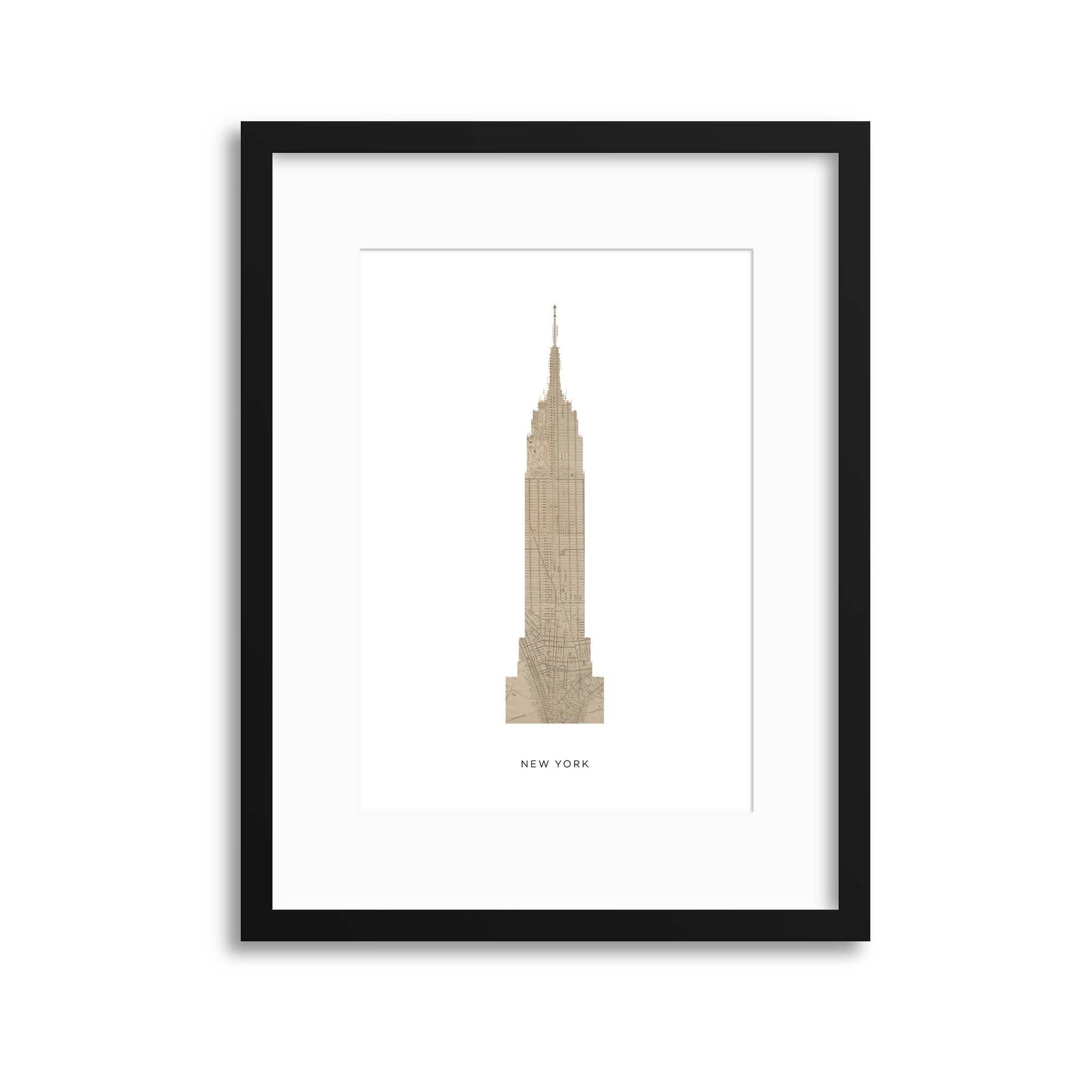 Map Forms: New York Empire State Building Framed Print - USTAD HOME