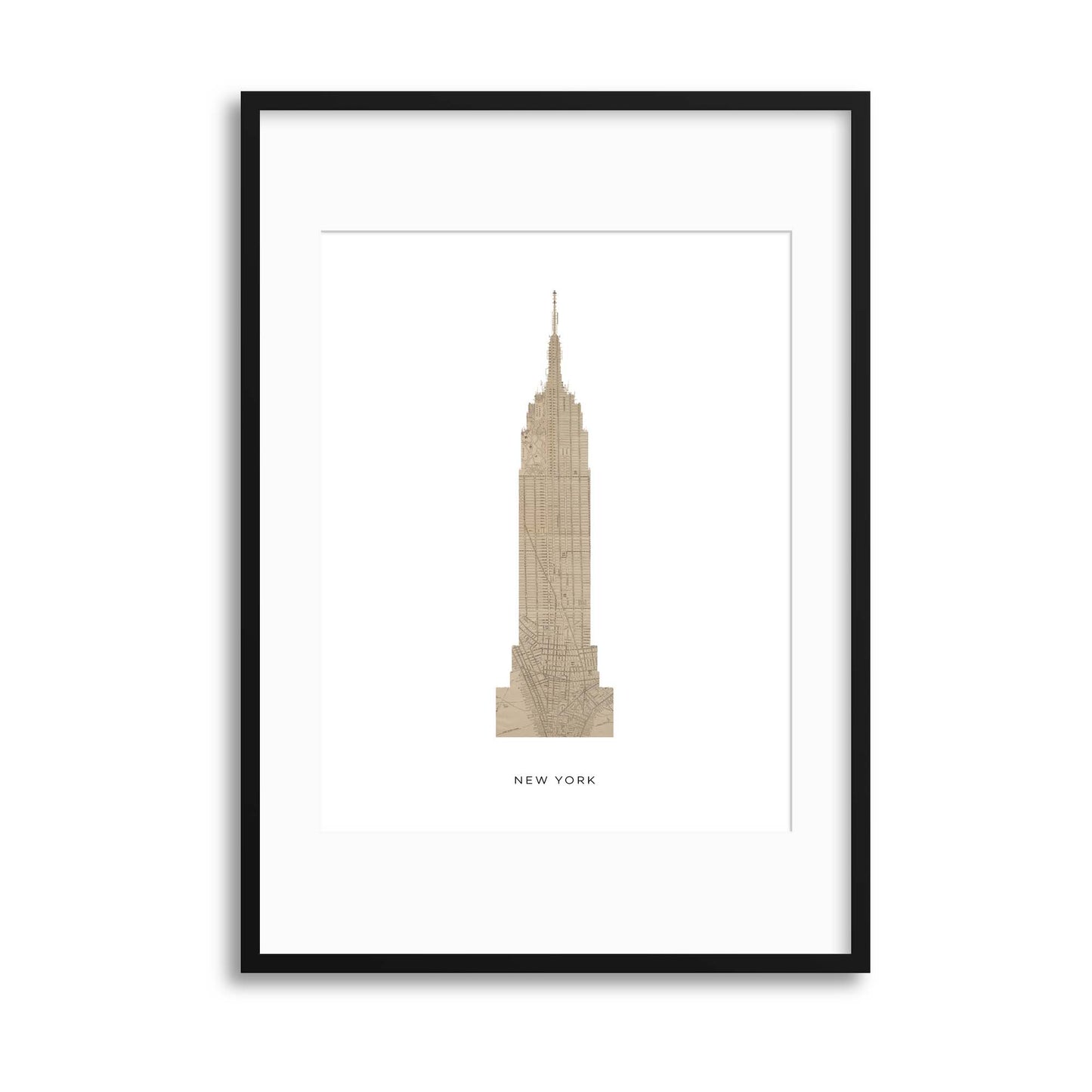 Map Forms: New York Empire State Building Framed Print - USTAD HOME