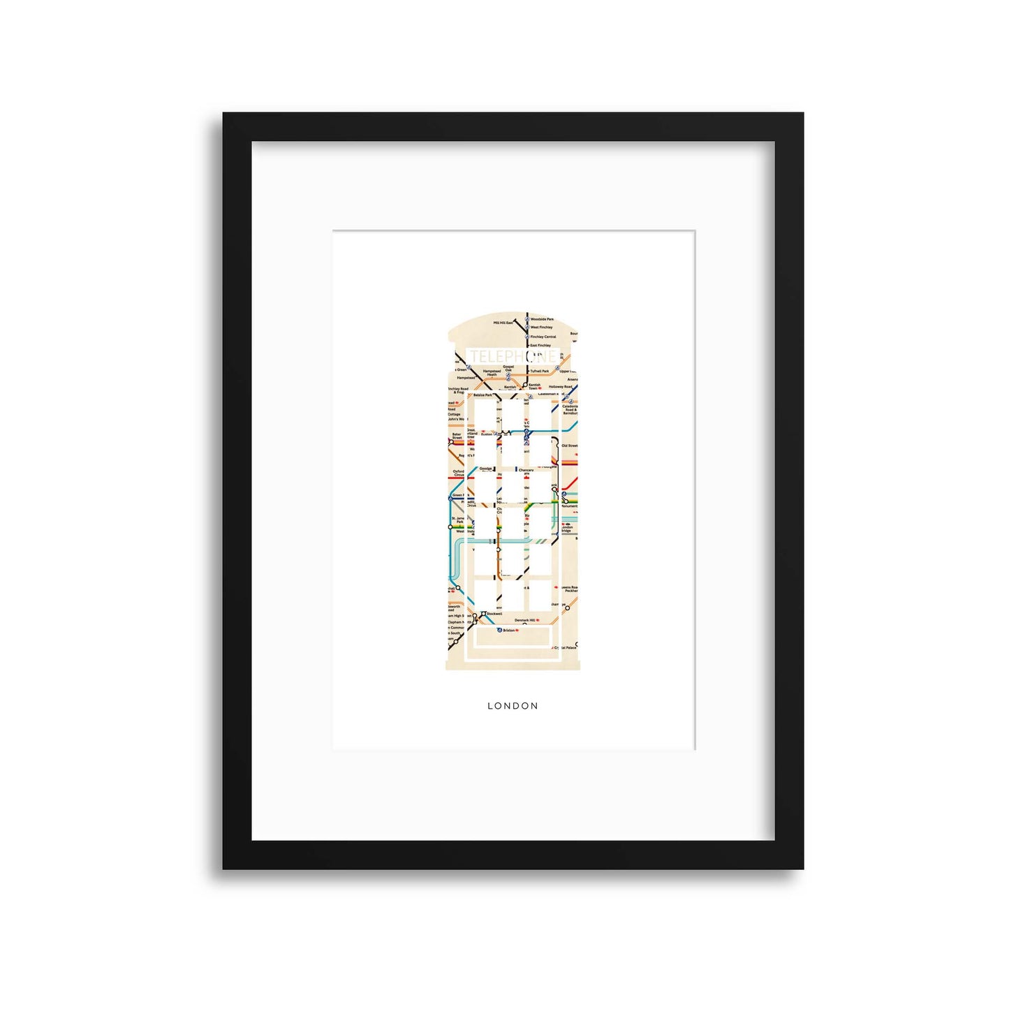 Map Forms: London Telephone Box Framed Print - USTAD HOME