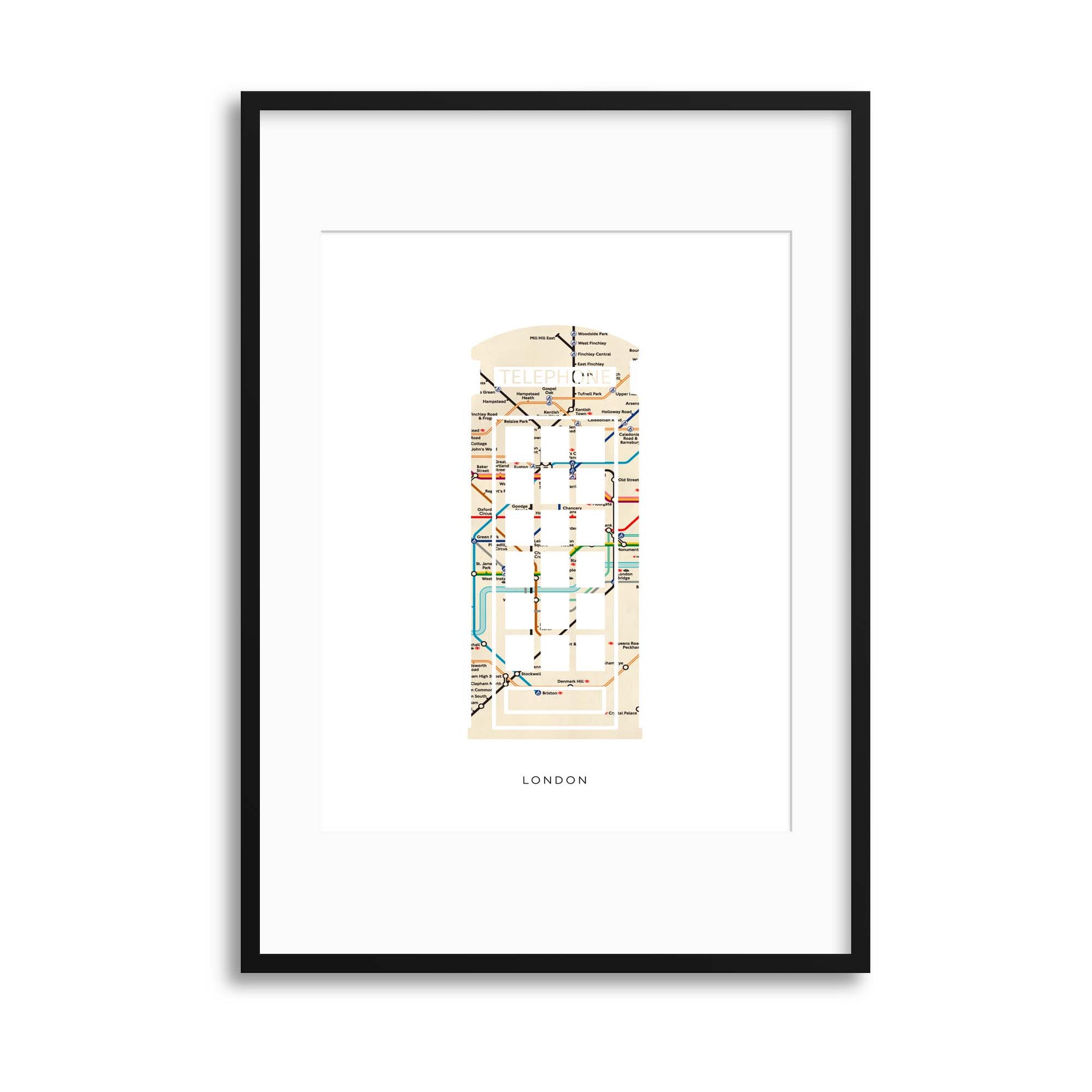 Map Forms: London Telephone Box Framed Print - USTAD HOME