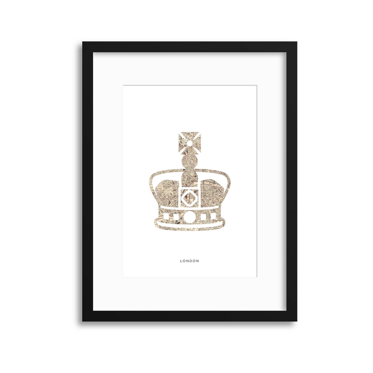Map Forms: London Crown Framed Print - USTAD HOME