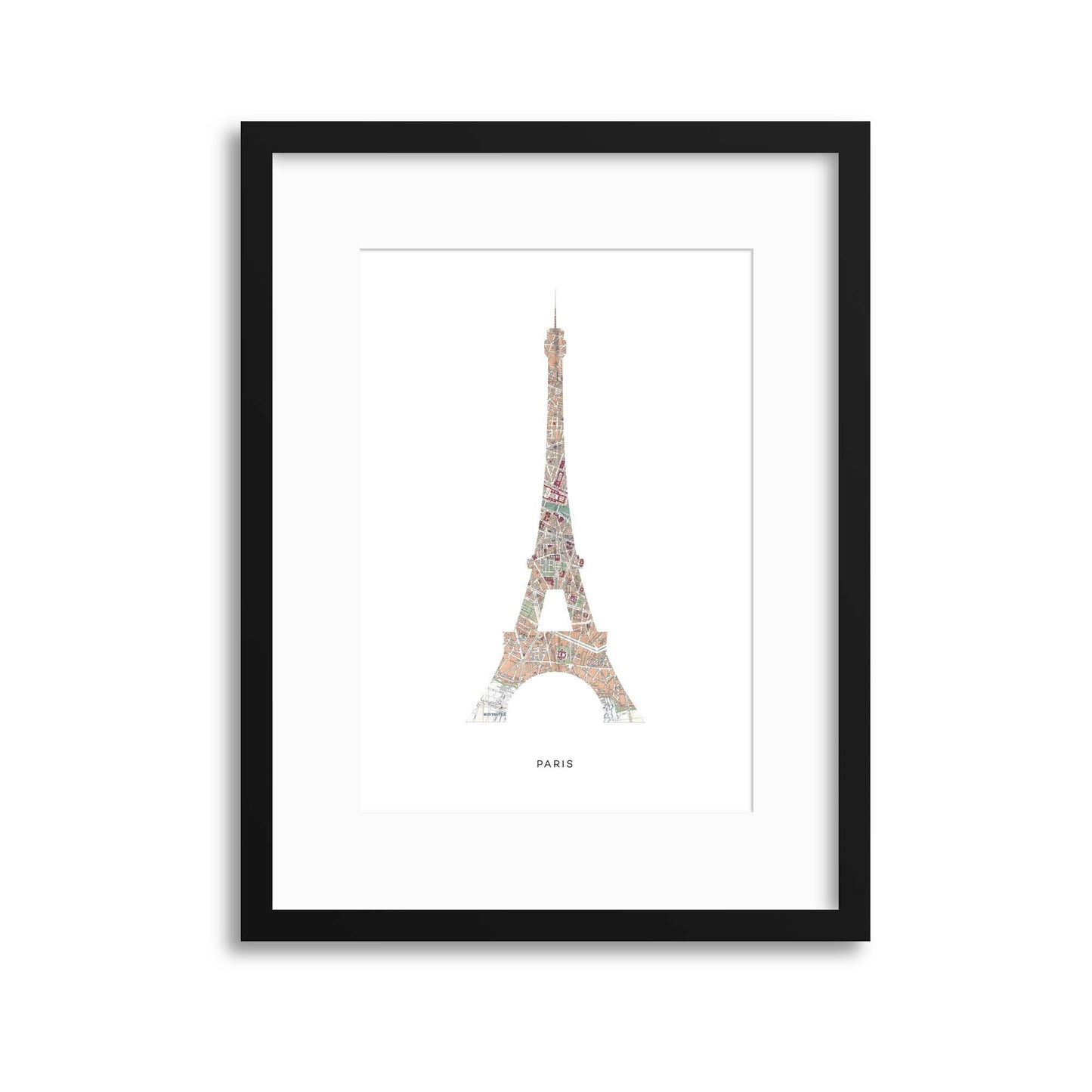 Map Forms: Paris Eiffel Tower Framed Print - USTAD HOME