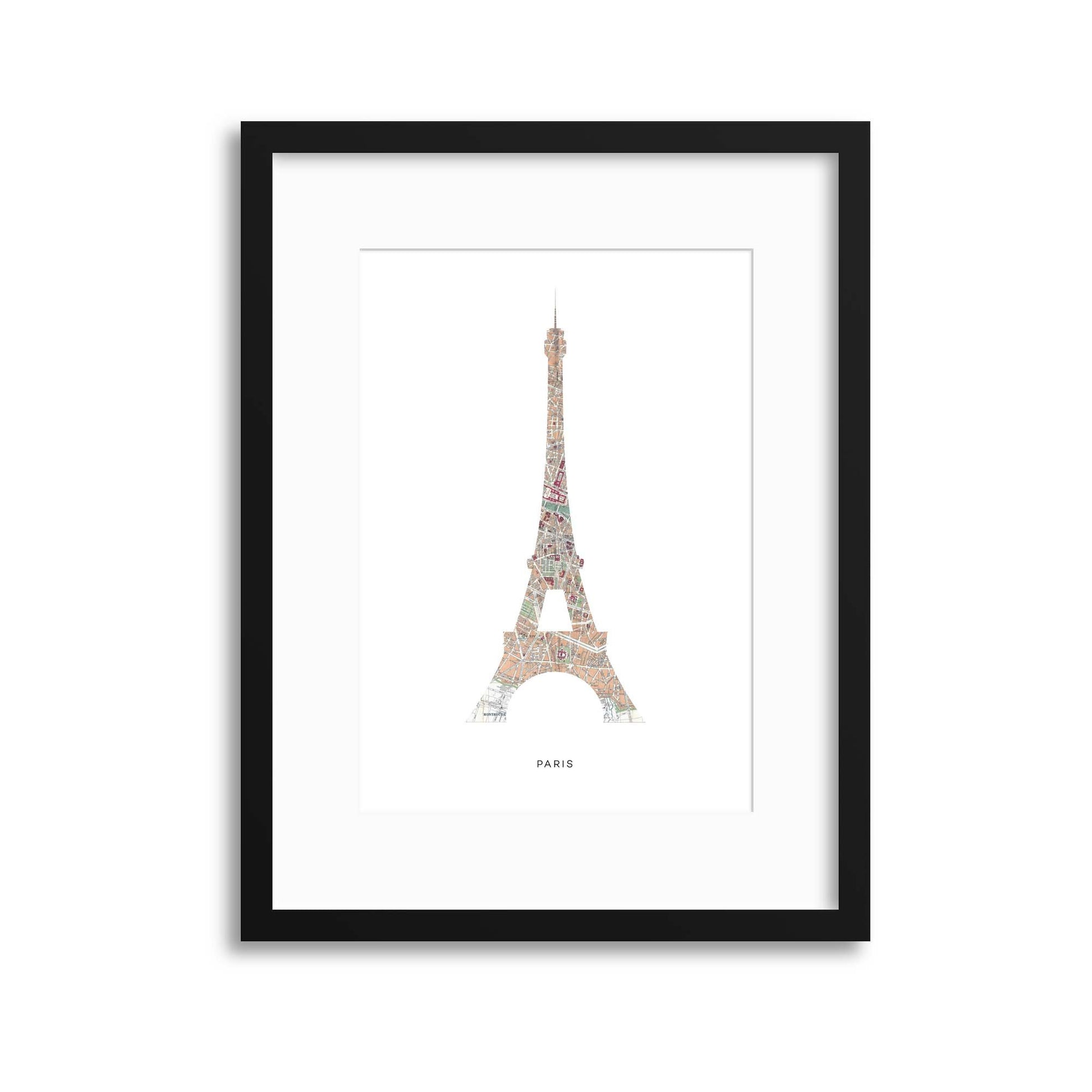 Map Forms: Paris Eiffel Tower Framed Print - USTAD HOME