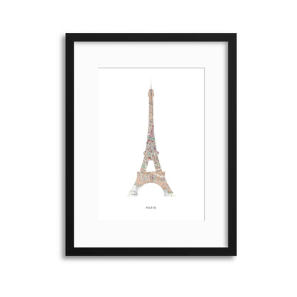 Map Forms: Paris Eiffel Tower Framed Print - USTAD HOME