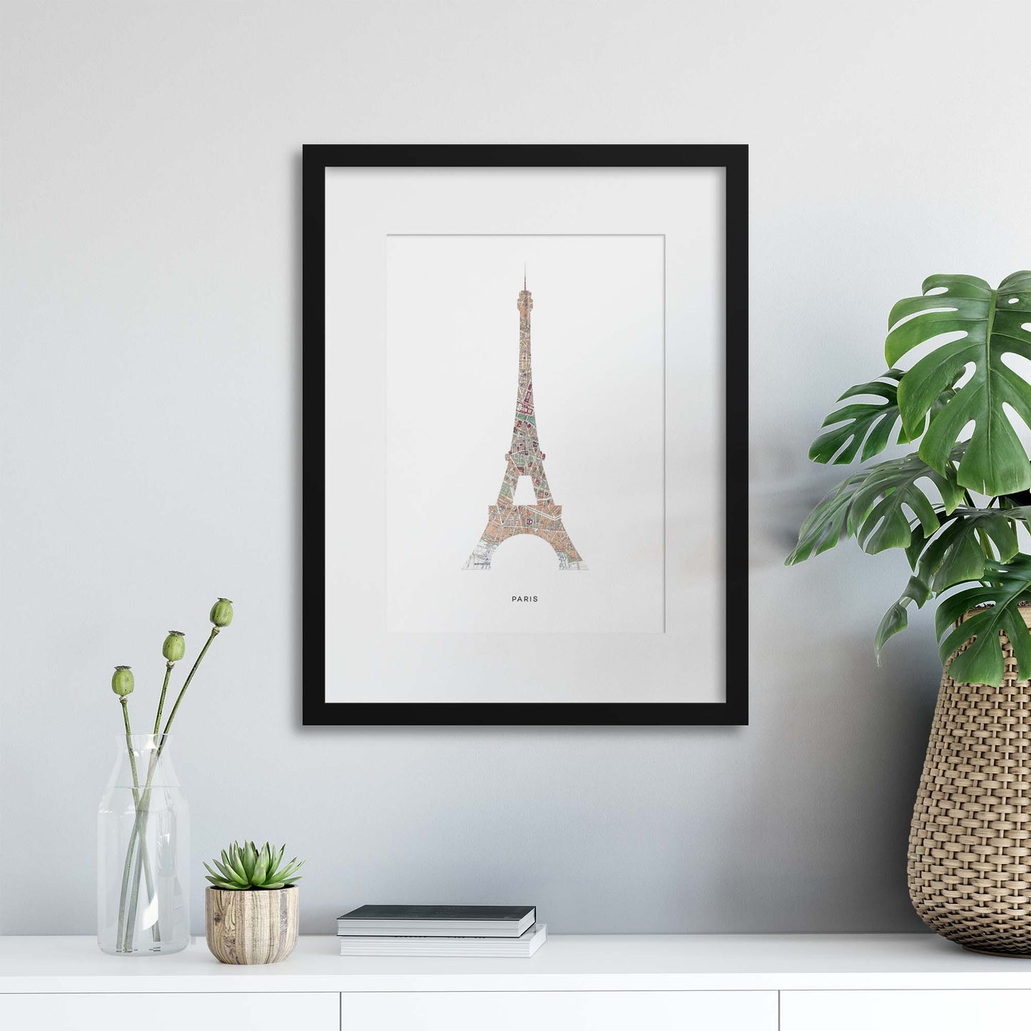 Map Forms: Paris Eiffel Tower Framed Print - USTAD HOME