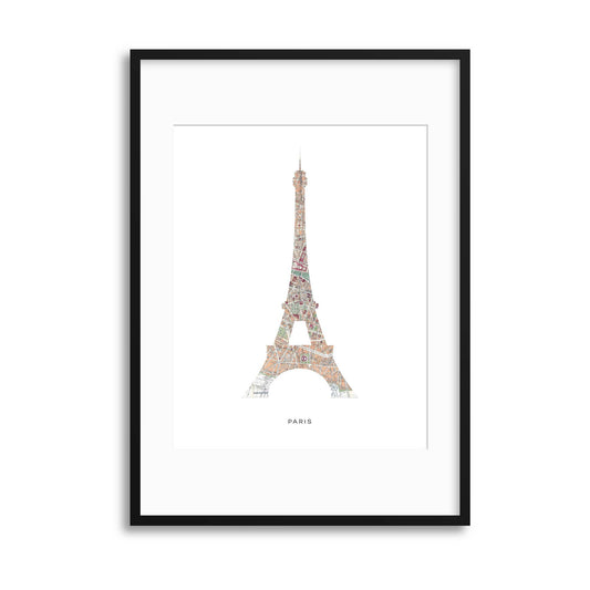 Map Forms: Paris Eiffel Tower Framed Print - USTAD HOME