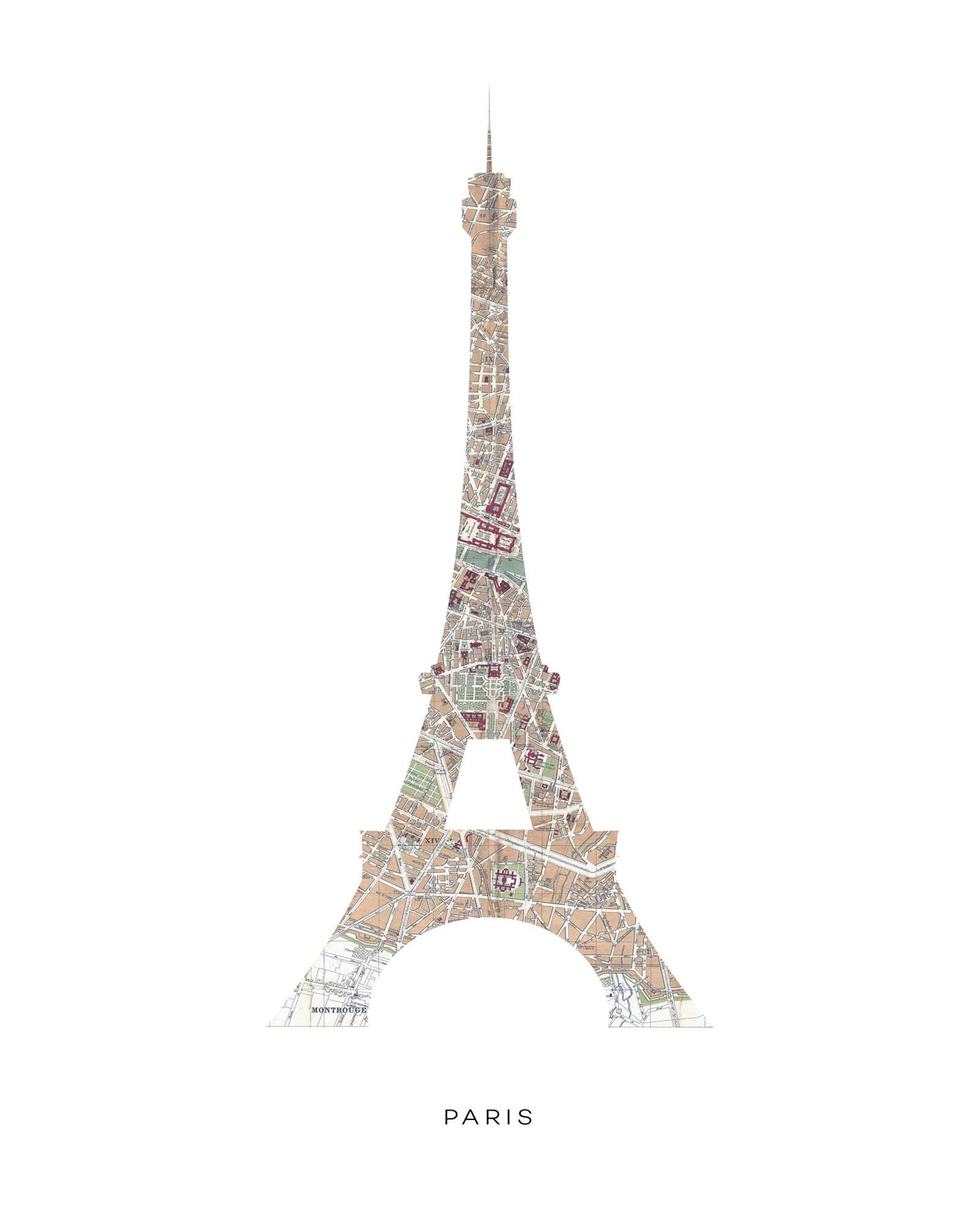 Map Forms: Paris Eiffel Tower Framed Print - USTAD HOME