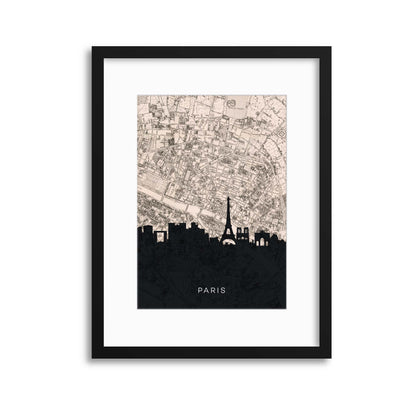 Paris Map Silhouette Framed Print - USTAD HOME