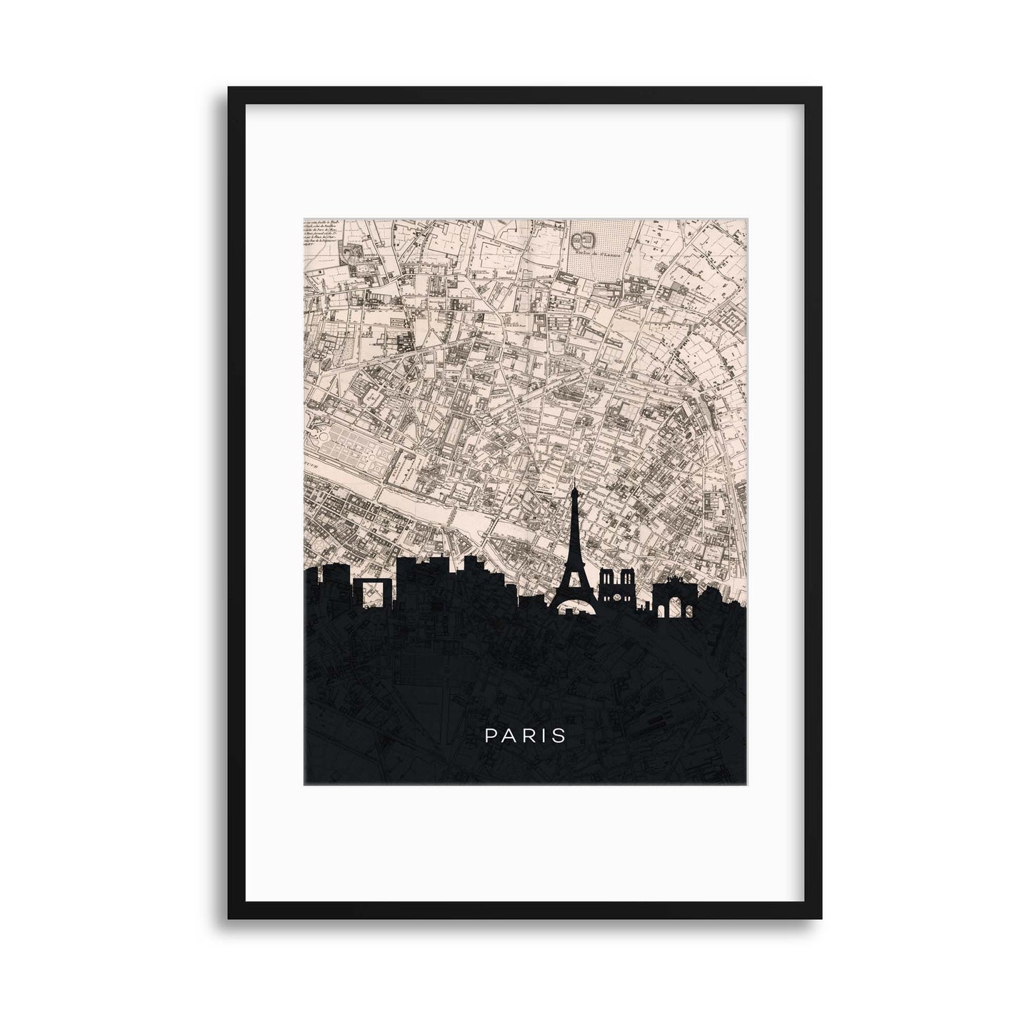 Paris Map Silhouette Framed Print - USTAD HOME