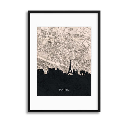 Paris Map Silhouette Framed Print - USTAD HOME