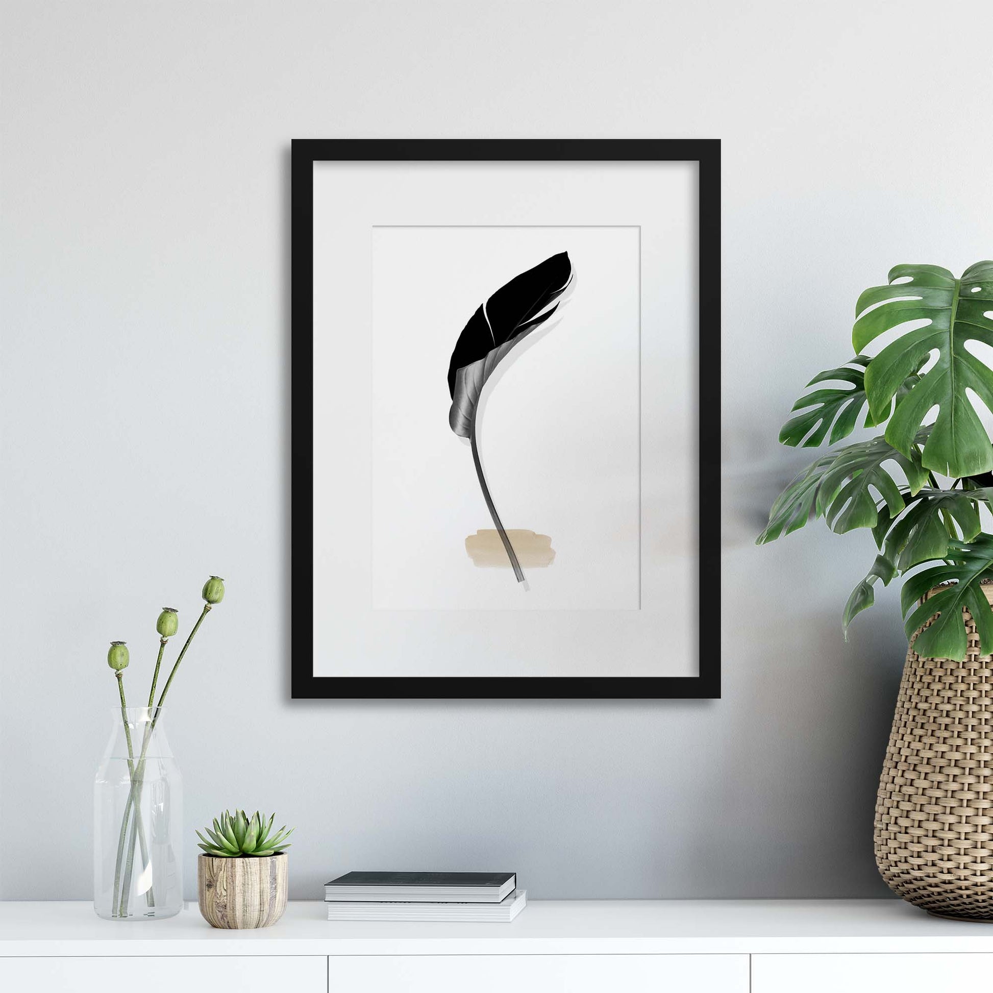 Tropical Leaves in Noir IV Framed Print - USTAD HOME