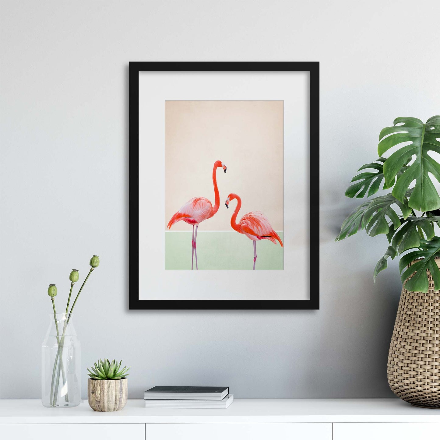 Flamingo Modern II Framed Print - USTAD HOME