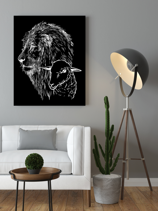 Superb "Lions Love" Black and White Canvas Print - USTAD HOME