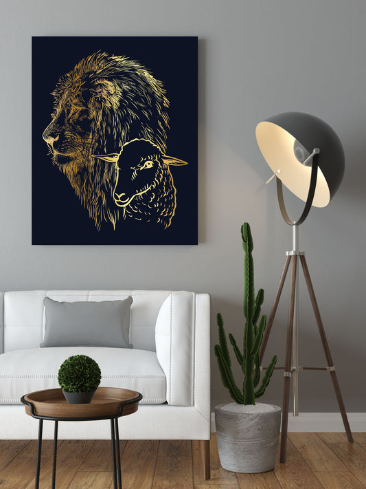 Superb "Lions Love" Black and Yellow Canvas Print - USTAD HOME