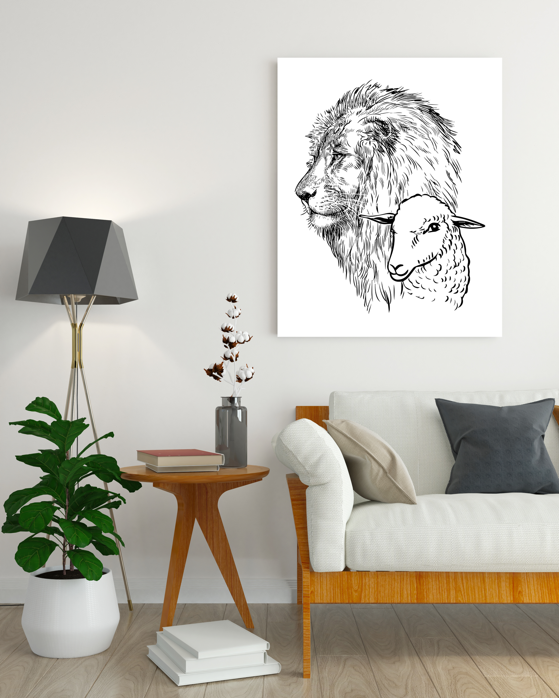 Superb "Lions Love" White Canvas Print - USTAD HOME